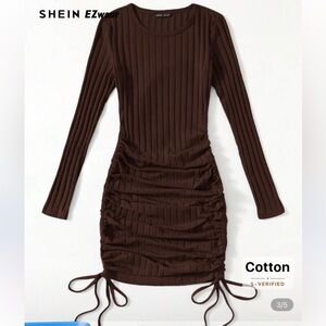 SHEIN Brown Long Sleeve Dress